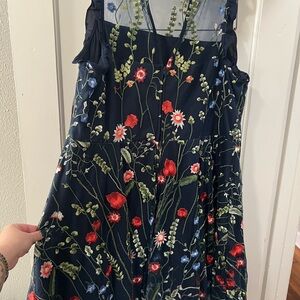 City Studio Plus Size Navy Dress with Red and Green Floral Design